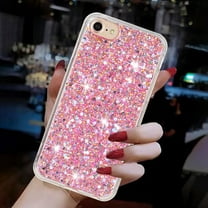 Allytechgroup Glitter Bling Case Compatible with Apple iPhone SE 2022/2020 3rd 2nd Gen iPhone 7 8 for Girls Women, Slim Fit Soft TPU Back Cover Anti-Scratch Bumper Shockproof Phone Case, Pink