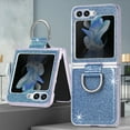 thumbnail image 1 of Allytechgroup Glitter Bling Case for Samsung Galaxy Z Flip 5, Ring Holder Slim Fit Soft TPU Anti-Scratch Bumper Shockproof Luxury Phone Case for Girls Women, Blue, 1 of 5