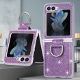 thumbnail image 1 of Allytechgroup Glitter Bling Case for Samsung Galaxy Z Flip 5, Ring Holder Slim Fit Soft TPU Anti-Scratch Bumper Shockproof Luxury Phone Case for Girls Women, Purple, 1 of 8