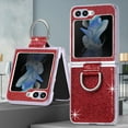 thumbnail image 1 of Allytechgroup Glitter Bling Case for Samsung Galaxy Z Flip 5, Ring Holder Slim Fit Soft TPU Anti-Scratch Bumper Shockproof Luxury Phone Case for Girls Women, Red, 1 of 7