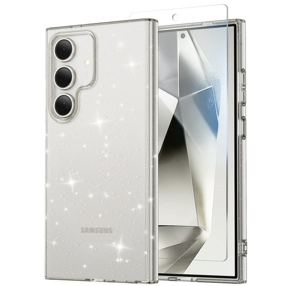 Allytechgroup Glitter Bling Galaxy A16 5G Case with Screen Protector, Slim Fit Transparent Phone Case for Samsung Galaxy A16 5G, Shockproof, Anti-Yellow Cover for Girls Women, Clear