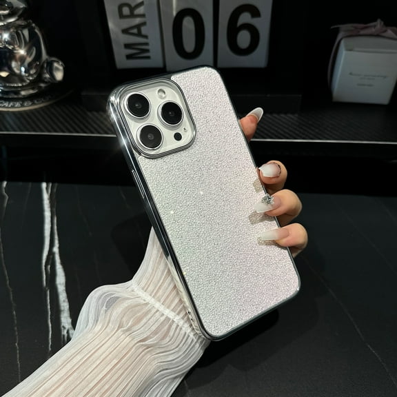 Allytechgroup Glitter Bling Phone Case for Apple iPhone 14 Pro, Slim Fit Luxury Bumper Shockproof Anti-Scratch Fashionable Back Cover Case for Girls Women, White