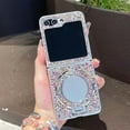 thumbnail image 1 of Allytechgroup Glitter Bling Phone Case for Samsung Galaxy Z Flip 6/ Galaxy Z Flip 7 FE, Lightweight PC+TPU Back Cover with Mirror, Magnetic Kickstand Wireless Charging Anti-Scratch Protection,Silver, 1 of 7