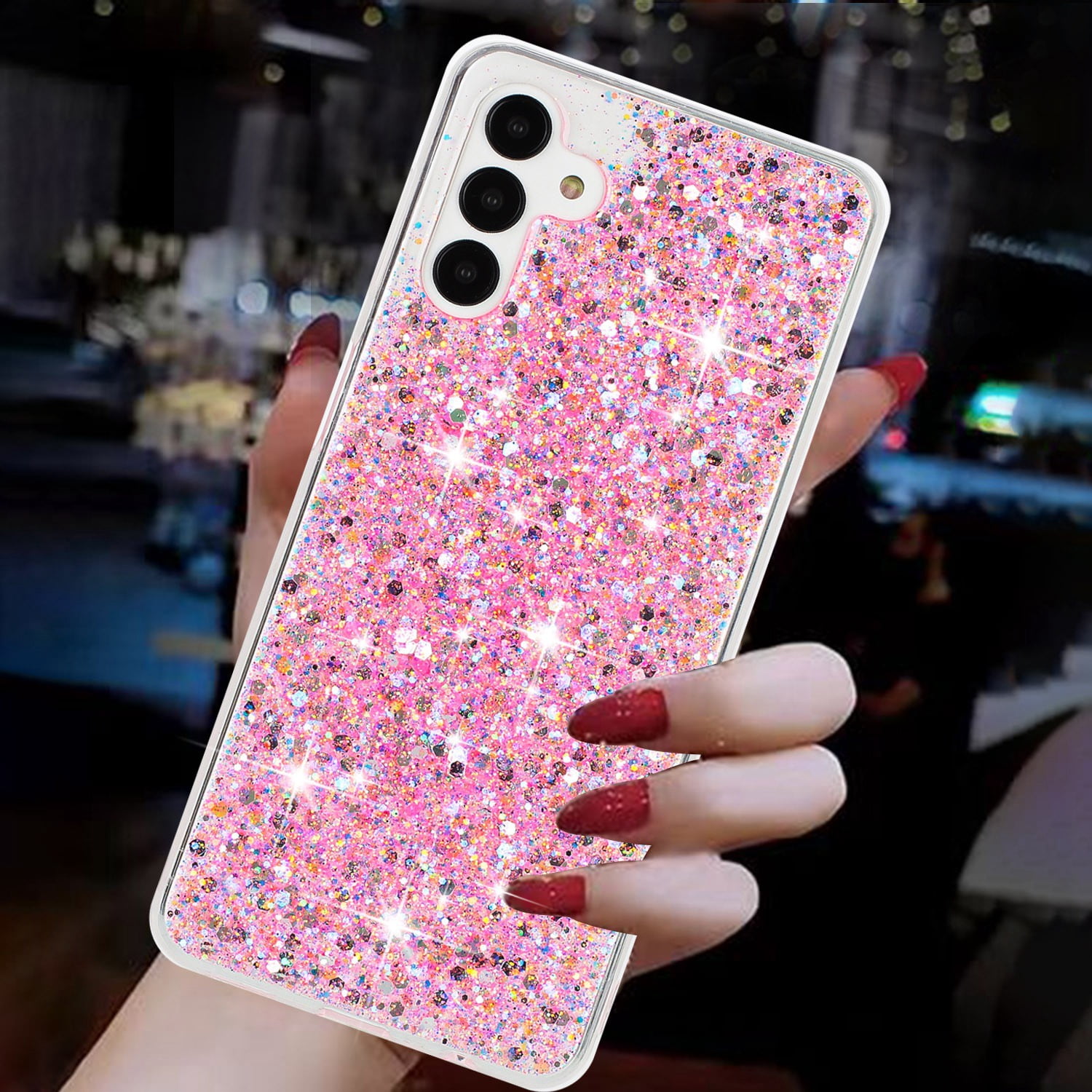 Allytechgroup Glitter Bling Phone Case for Samsung Galaxy A15 5G, Slim Fit Shockproof Anti-Scratch Perfect Phone Case for Girls and Women, Pink