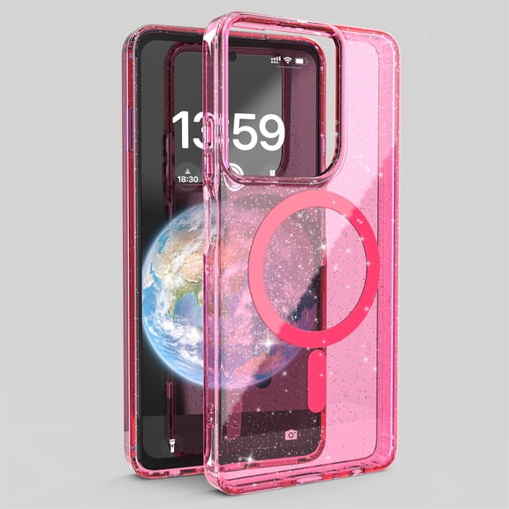 Allytechgroup Glitter Case for Moto G 5G (2025) [Support Wireless Charging], Slim Military Grade Drop Protection Non-Slip Anti-Yellowing Anti-Scratch Bling Translucent Case for Women Men, Pink