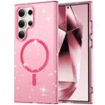 thumbnail image 1 of Allytechgroup Glitter Case for Samsung Galaxy S25 Ultra [Support Wireless Charging], Slim Military Grade Drop Protection Non-Slip Anti-Yellowing Anti-Scratch Bling Translucent Case, Pink, 1 of 8