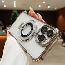 Allytechgroup Glitter Case for iPhone 17 Pro Max, Clear Back Cover with Ring Holder Compatible with Magsafe Wireless Charging Anti-Yellow Shockproof Phone Case for iPhone 17 Pro Max, Gray