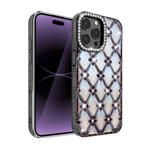 Allytechgroup Anti-Scratch Glitter Hard Shell Back Cover Cell Phone Case with Protective Case Cover for Apple iPhone 17 Pro Max, Black
