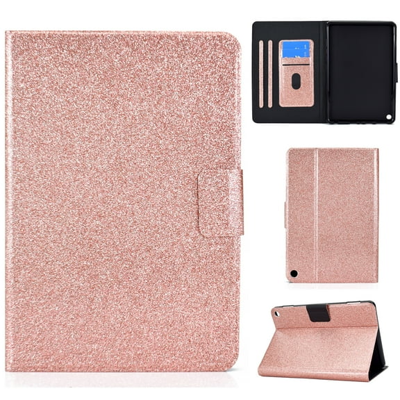 Allytechgroup Glitter Smart Case for Amazon Kindle Fire Max 11 13th Gen 2023, Slim Fit PU Leather Multi Angle Viewing Stand Shockproof Bumper Flip Folio Cover Case for Fire Max 11,  Rosegold