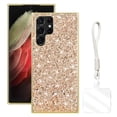 thumbnail image 1 of Allytechgroup Glitter Sparkle Case for Samsung Galaxy S23 Ultra with Lanyard, Shiny Slim Fit Shockproof Anti-Scratch Luxury Phone Case for Women Girls with Hand Strap, Gold, 1 of 8
