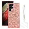 thumbnail image 1 of Allytechgroup Glitter Sparkle Case for Samsung Galaxy S24 Ultra with Lanyard, Shiny Slim Fit Shockproof Anti-Scratch Luxury Phone Case for Women Girls with Hand Strap, Rosegold, 1 of 8