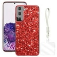 thumbnail image 1 of Allytechgroup Glitter Sparkle Case for Samsung Galaxy S25 with Lanyard, Shiny Slim Fit Shockproof Anti-Scratch Luxury Phone Case for Women Girls with Hand Strap, Red, 1 of 7