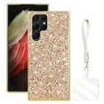thumbnail image 1 of Allytechgroup Glitter Sparkle Case for Samsung Galaxy S25 Ultra with Lanyard, Shiny Slim Fit Shockproof Anti-Scratch Luxury Phone Case for Women Girls with Hand Strap, Gold, 1 of 8