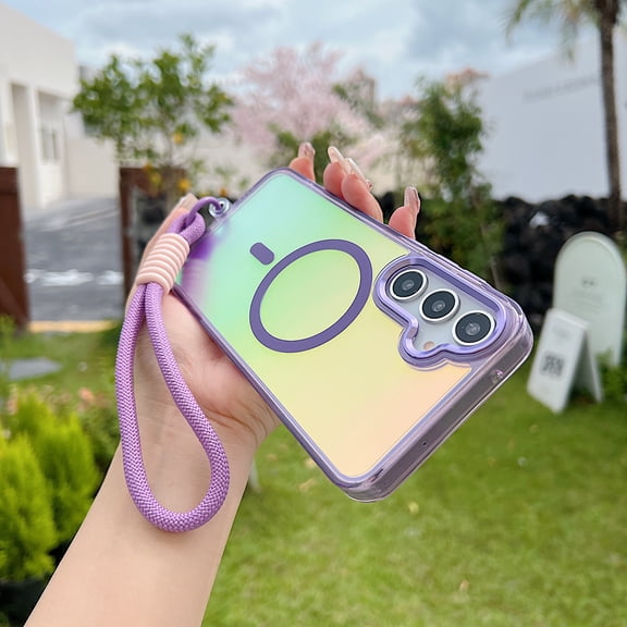 Allytechgroup Glossy Case for Samsung Galaxy A36 5G with Lanyard, [Compatible with Magsafe] Slim Lightweight Rugged Non-Slip Shockproof Magnetic Back Cover for Samsung Galaxy A36 5G, Purple