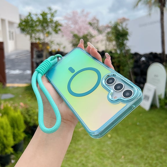 Allytechgroup Glossy Case for Samsung Galaxy A36 5G with Lanyard, [Compatible with Magsafe] Slim Lightweight Rugged Non-Slip Shockproof Magnetic Back Cover for Samsung Galaxy A36 5G, Blue