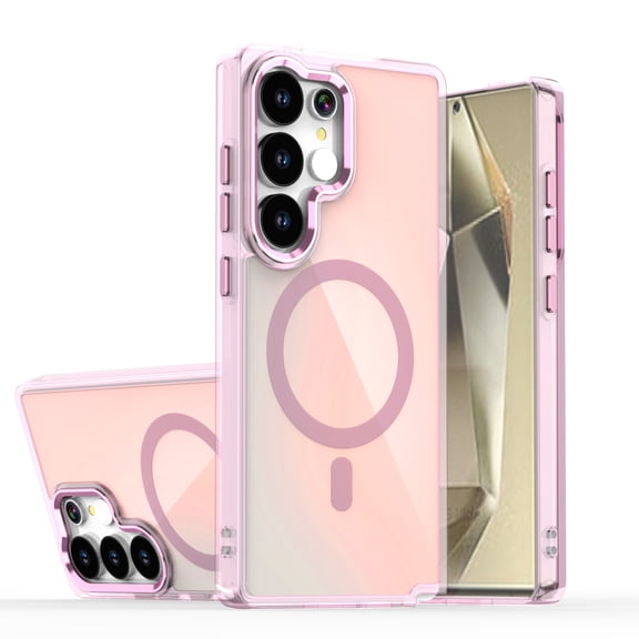 Allytechgroup Glossy Case for Samsung Galaxy S25 FE with Lanyard, [Compatible with Magsafe] Slim Lightweight Rugged Non-Slip Shockproof Magnetic Back Cover for Samsung Galaxy S25 FE, Pink