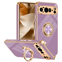 Allytechgroup For Google Pixel 10 / 10 Pro Case, Ring Holder Kickstand Magnetic Back Cover Support Car Mount Bumper Shockproof Anti-Scratch Phone Case for Google Pixel 10 / 10 Pro, Lightpurple