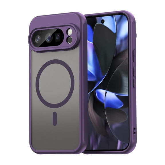 Allytechgroup for Google Pixel 10 Pro Case, Compatible with Magsafe Matte Transparent Slim Fit Rugged Hybrid TPU PC Hard Shell Phone Case Shockproof Cover for Google Pixel 10 Pro, Purple