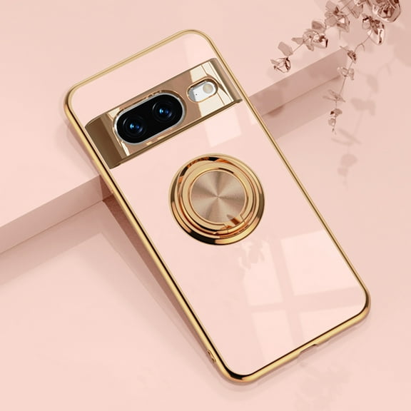 Allytechgroup For Google Pixel 10 Pro XL Case, Ring Holder Kickstand Magnetic Back Cover Support Car Mount Bumper Shockproof Anti-Scratch Phone Case for Google Pixel 10 Pro XL, Pink
