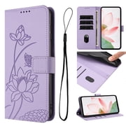 Allytechgroup For Google Pixel 10 Pro XL Flip Wallet Case, PU Leather TPU Lutos Embossed Protective Case Cover with Credit Card Slot, Cash Slot, Anti-Scratch, Shock-Absorbent Stand,Purple