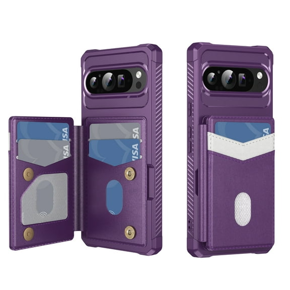 Allytechgroup for Google Pixel 10 Pro XL Wallet Case, Flip Cover with Cards Slots Anti-Scratch Protective Shockproof Lightweight Stand PU Leather Phone Case for Google Pixel 10 Pro XL,Purple