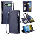 thumbnail image 1 of Allytechgroup for Google Pixel 6a Wallet Case with Card Slot, RFID Blocking PU Leather Flip Stand Phone Case with Lanyard Shoulder Strap for Shockproof Protective Bumper, Darkblue, 1 of 9