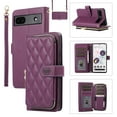 thumbnail image 1 of Allytechgroup for Google Pixel 6a Wallet Case, Premium PU Leather Magnetic Buckle Zipper Pocket Card Slots Flip Stand Protective Cover with Hand Strap & Shoulder Strap - Darkpurple, 1 of 12