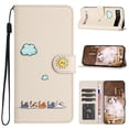 thumbnail image 1 of Allytechgroup for Google Pixel 6a Wallet Cover, Google Pixel 6a Wallet Case with Strap, PU Leather Shock Absorption Folio Flip Stand Card Slots Wallet Magnet Cover Case - Beige, 1 of 8
