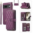 thumbnail image 1 of Allytechgroup for Google Pixel 7 Pro Wallet Case, Premium PU Leather Magnetic Buckle Zipper Pocket Card Slots Flip Stand Protective Cover with Hand Strap & Shoulder Strap - Darkpurple, 1 of 12