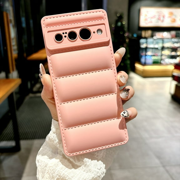 Allytechgroup for Google Pixel 7A Case, Buffer Back Cover Stylish Design Shockproof Soft Silicone Rugged Anti-Scratch Phone Case Cover for Google Pixel 7A, Pink