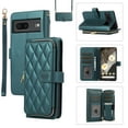 thumbnail image 1 of Allytechgroup for Google Pixel 7a Wallet Case, Premium PU Leather Magnetic Buckle Zipper Pocket Card Slots Flip Stand Protective Cover with Hand Strap & Shoulder Strap - Darkgreen, 1 of 12