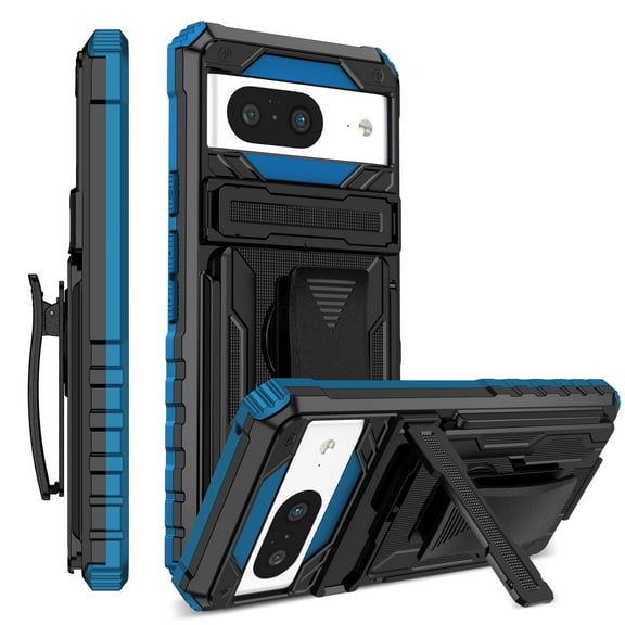 Allytechgroup for Google Pixel 8 Case with Belt Clip Holster, Slim Phone Not Hot/Fast Heat Dissipation Case with Kickstand Military Grade Drop Protection for Google Pixel 8, Blue