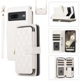 thumbnail image 1 of Allytechgroup for Google Pixel 8 Pro Wallet Case, Premium PU Leather Magnetic Buckle Zipper Pocket Card Slots Flip Stand Protective Cover with Hand Strap & Shoulder Strap - White, 1 of 12