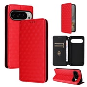 Allytechgroup for Google Pixel 9 / 9 Pro Case Wallet, Premium PU Leather ID Cards Slots Holder Shockproof Flip Cover Stand Anti-Scratch Slim Fit Phone Case for Google Pixel 9 / 9 Pro, Red
