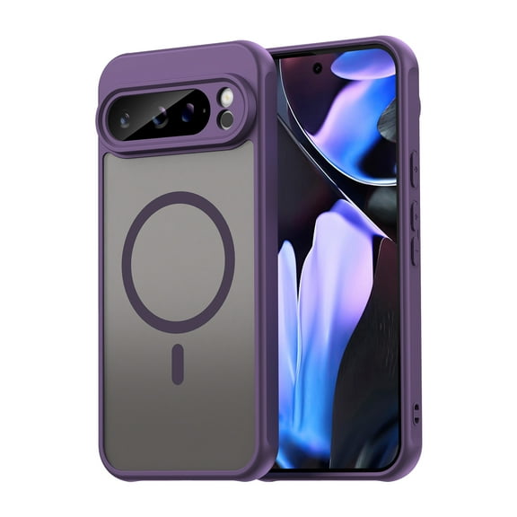 Allytechgroup for Google Pixel 9 Pro XL Case, Compatible with Magsafe Matte Transparent Slim Fit Rugged Hybrid TPU PC Hard Shell Phone Case Covere for Google Pixel 9 Pro XL, Purple