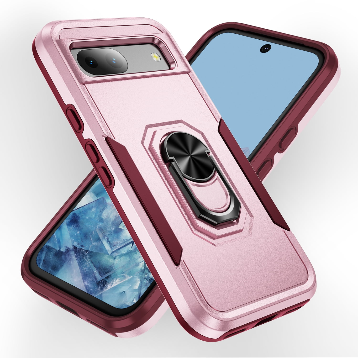 Allytechgroup for Google Pixel 9 Pro XL Case Cover, with Ring Holder Stand  Hybrid Rugged Protective Shockproof Bumper Phone Case for Google Pixel 9  Pro XL - Pink - Walmart.com