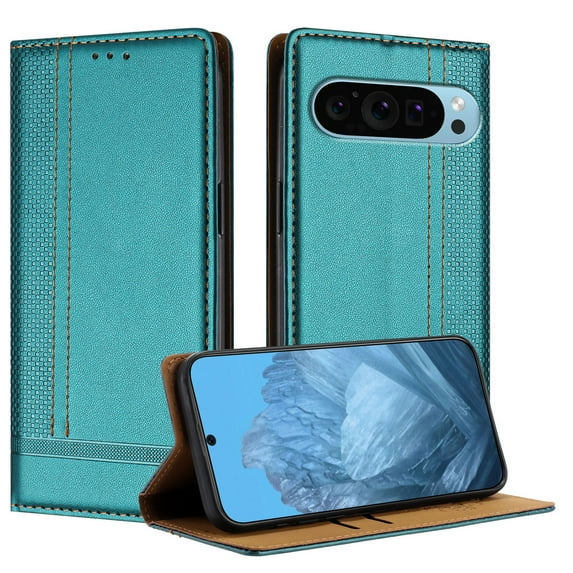 Allytechgroup Google Pixel 9 Pro XL Case Wallet, Business Type Case Premium PU Leather Retro Flip Kickstand Cards Slots Shockproof Phone Case for Google Pixel 9 Pro XL, Green