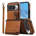 thumbnail image 1 of Allytechgroup Google Pixel 9 Pro XL Wallet Case with Card Holder, Retro PU Leather Shockroof Hand Strap Drop Protection Durable Phone Case for Women Men, Brown, 1 of 5