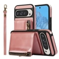 thumbnail image 1 of Allytechgroup Google Pixel 9 Pro XL Wallet Case with Card Holder, Retro PU Leather Shockroof Hand Strap Drop Protection Durable Phone Case for Women Men, Pink, 1 of 5