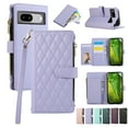 thumbnail image 1 of Allytechgroup Google Pixel 9 Pro XL Wallet Case with Cards Holder Zipper Pocket, RFID Blocking Hand Wrist Shoulder Strap Stylish Girls Women Phone Case for Google Pixel 9 Pro XL, Lightpurple, 1 of 9