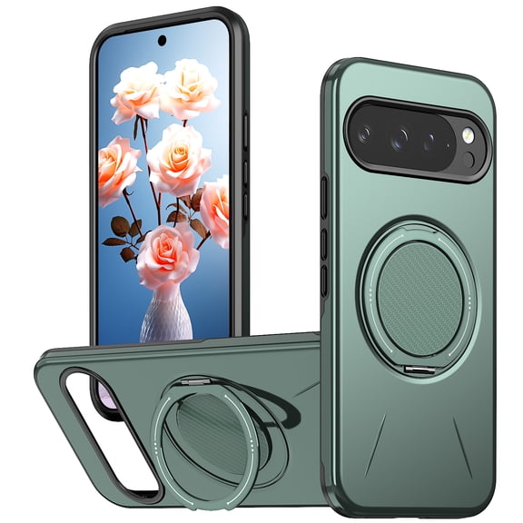 Allytechgroup for Google Pixel 9A Case with Magnetic Ring Holder, [Compatible with Magsafe] Kickstand Shockproof Drop Proof Anti-Scratch Slim Fit Shell Phone Case for Google Pixel 9A, Green