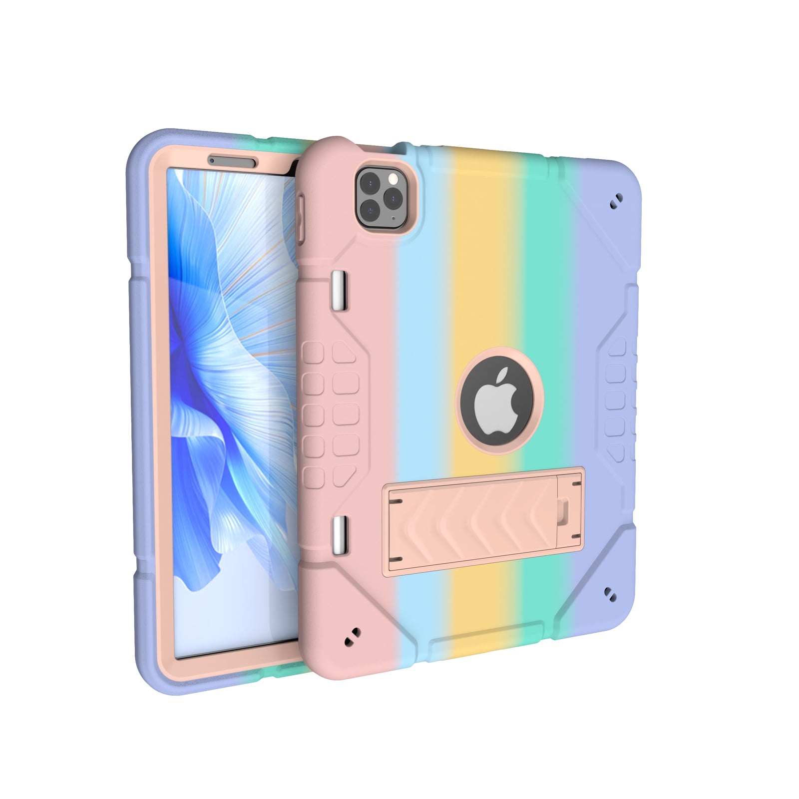 Allytechgroup Case for Apple iPad Air 11 Inch M4 M3 M2 2026/2025/2024, Rugged Tablet Case with Kickstand Pencil Holder Logo Hole Kids Friendly TPU + PC Cover, Colourfulblue