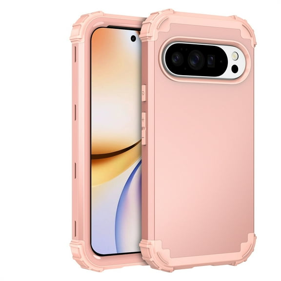 Allytechgroup Heavy Duty Case for Google Pixel 10 /10 Pro, Soft TPU + Rugged PC Triple-Layers Four Corners Protection Shockproof Anti-Scratch Case for Google Pixel 10 /10 Pro, Rosegold