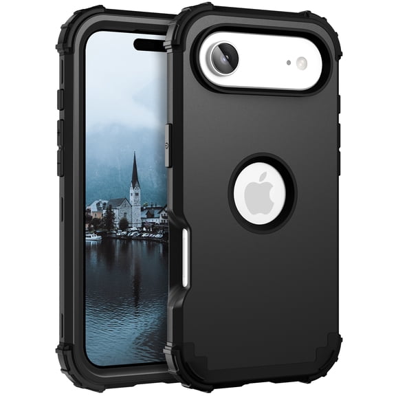 Allytechgroup Heavy Duty Case for iPhone Air, Soft TPU + Rugged PC Triple-Layers Four Corners Protection Shockproof Anti-Scratch Case for iPhone Air, Black