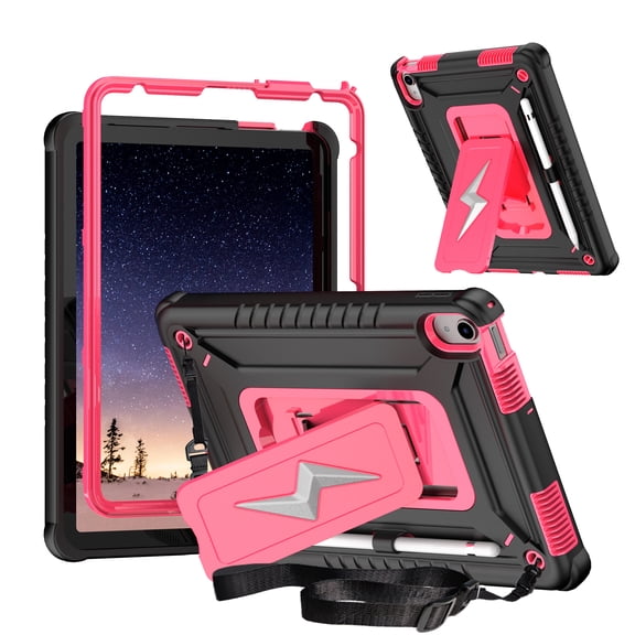 Allytechgroup Heavy Duty Shockproof Case for Apple iPad Air 2019 3rd Gen 10.5"/ iPad Pro 10.5" 2017, Tablet Case with Multi Angle Kickstand, Pencil Holder, Strap Kids Friendly Cover,Blackrose