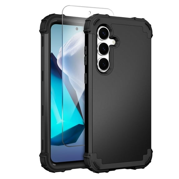 Allytechgroup Heavy Duty Shockproof Phone Case for Samsung Galaxy A16 5G, Rugged Galaxy A16 5G Case with Screen Protector, Shockproof TPU + PC Galaxy A16 5G Cover for Women Men, Black
