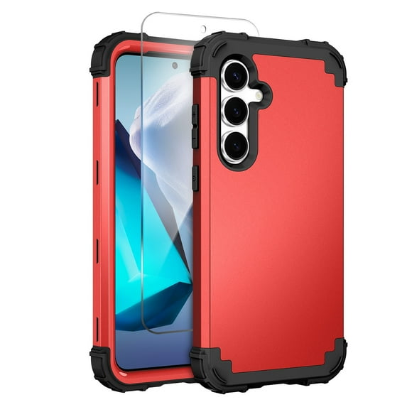 Allytechgroup Heavy Duty Shockproof Phone Case for Samsung Galaxy A16 5G, Rugged Galaxy A16 5G Case with Screen Protector, Shockproof TPU + PC Galaxy A16 5G Cover for Women Men, Red