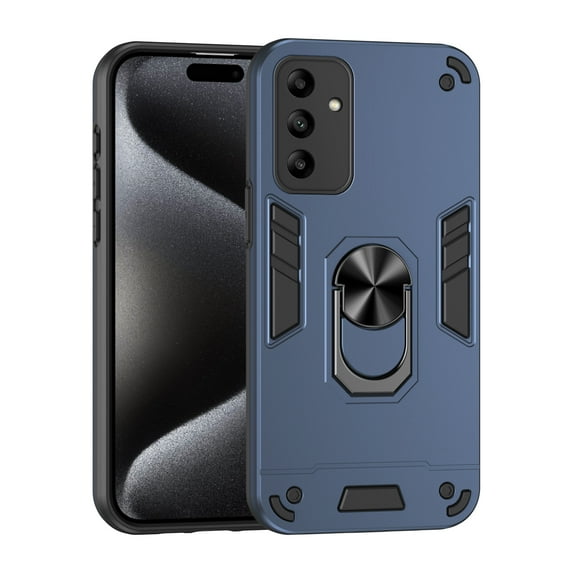 Allytechgroup Hybrid TPU PC Back Cover Case for Samsung Galaxy A22 4G, Military Grade Shockproof Ring Holder Kickstand Compatible with Car Mount Phone Case for Women Men, Navyblue