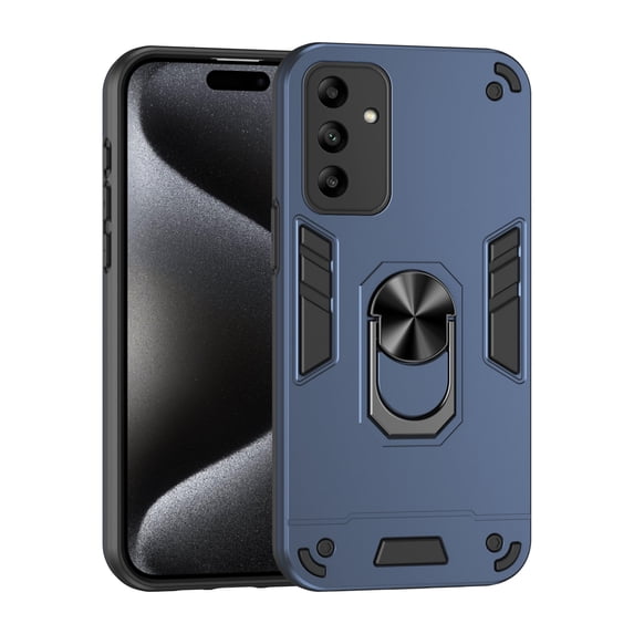 Allytechgroup Hybrid TPU PC Back Cover Case for Samsung Galaxy A32 4G, Military Grade Shockproof Ring Holder Kickstand Compatible with Car Mount Phone Case for Women Men, Navyblue