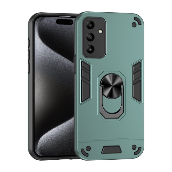 Allytechgroup Hybrid TPU PC Back Cover Case for Samsung Galaxy A32 4G, Military Grade Shockproof Ring Holder Kickstand Compatible with Car Mount Phone Case for Women Men, Darkgreen